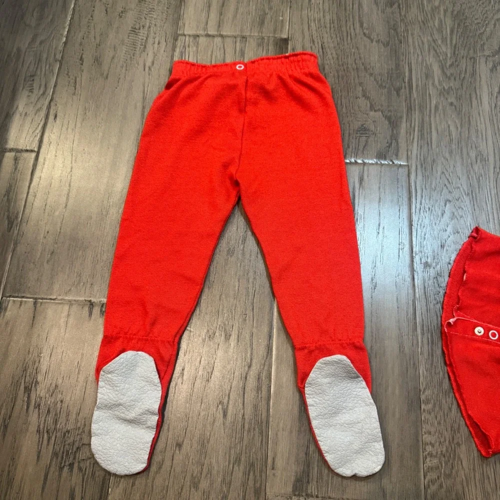 Vintage 70s Carters 24 Mo Red Footed Pajamas Set Matching Top Bottom Made in USA